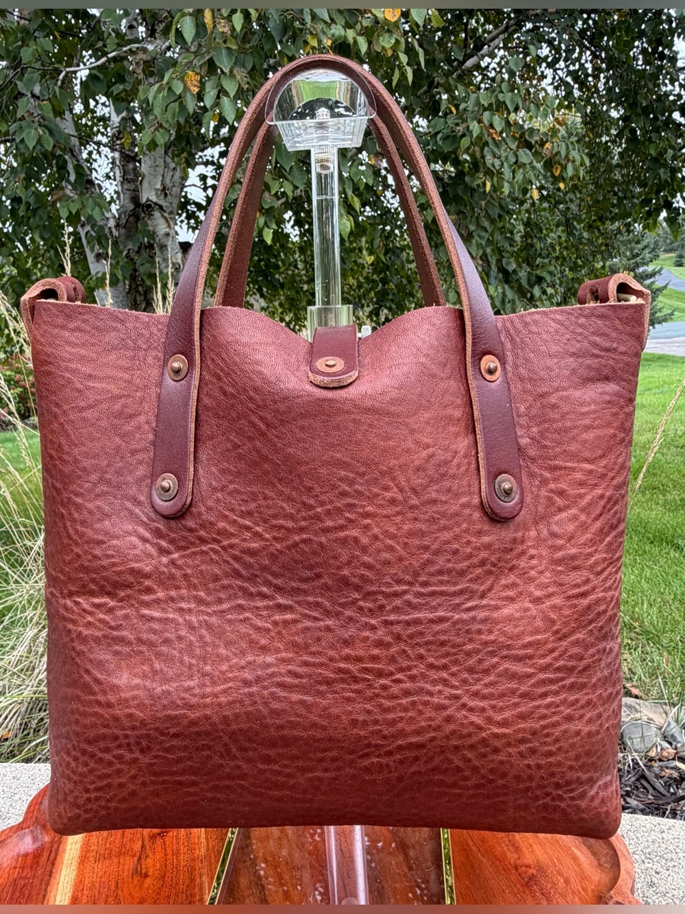 Go Forth Goods Avery Saddle Brown Leather Tote Bag Mini Crossbody Like New - Picture 9 of 17